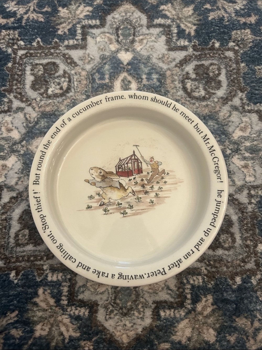 Wedgwood Cream Peter Rabbit Ceramic Serving Bowl with Pastel Illustration